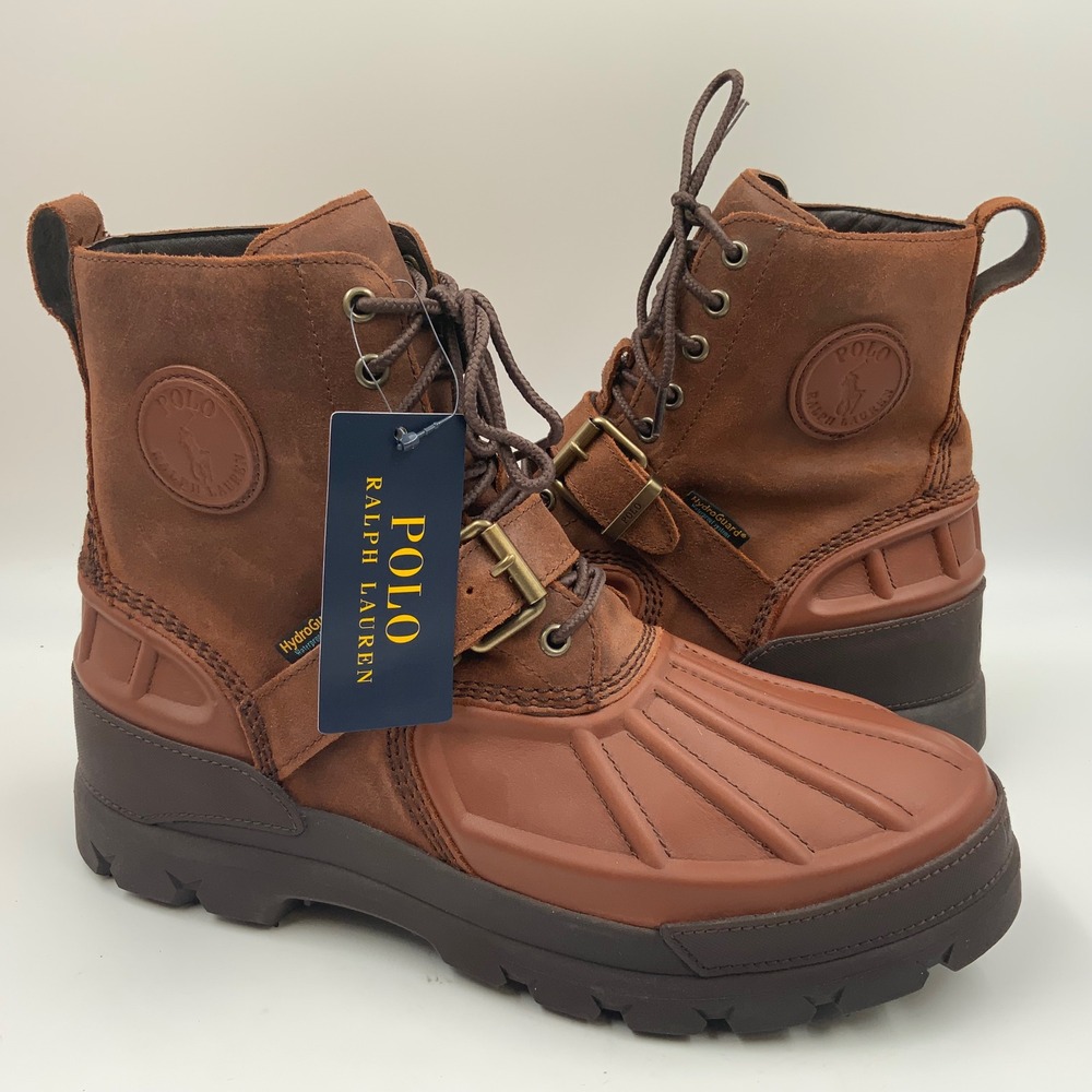 Polo Ralph Lauren Oslo High-Top Waterproof Suede Leather Duck Boots Brown Mens
